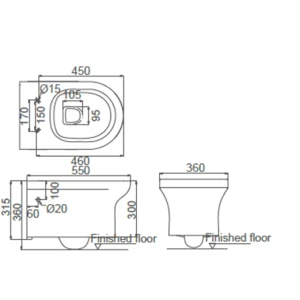 Унитаз подвесной Creo Ceramique Archi AR1100R+RE1001T/AR1001T